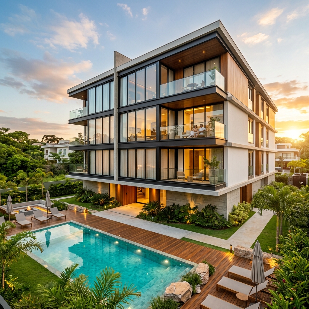 Casa moderna com piscina projetada pela GGS em Campinas